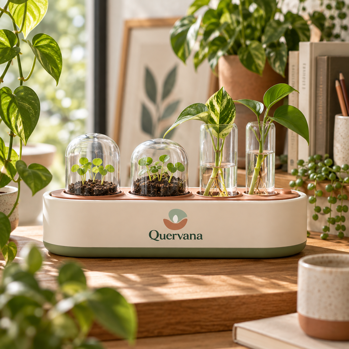 Quervana™ 4-in-1 Glass Plant Propagation Station with Growing Domes